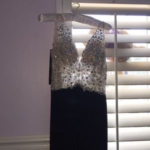Prom dress black and silver multicolor bling
